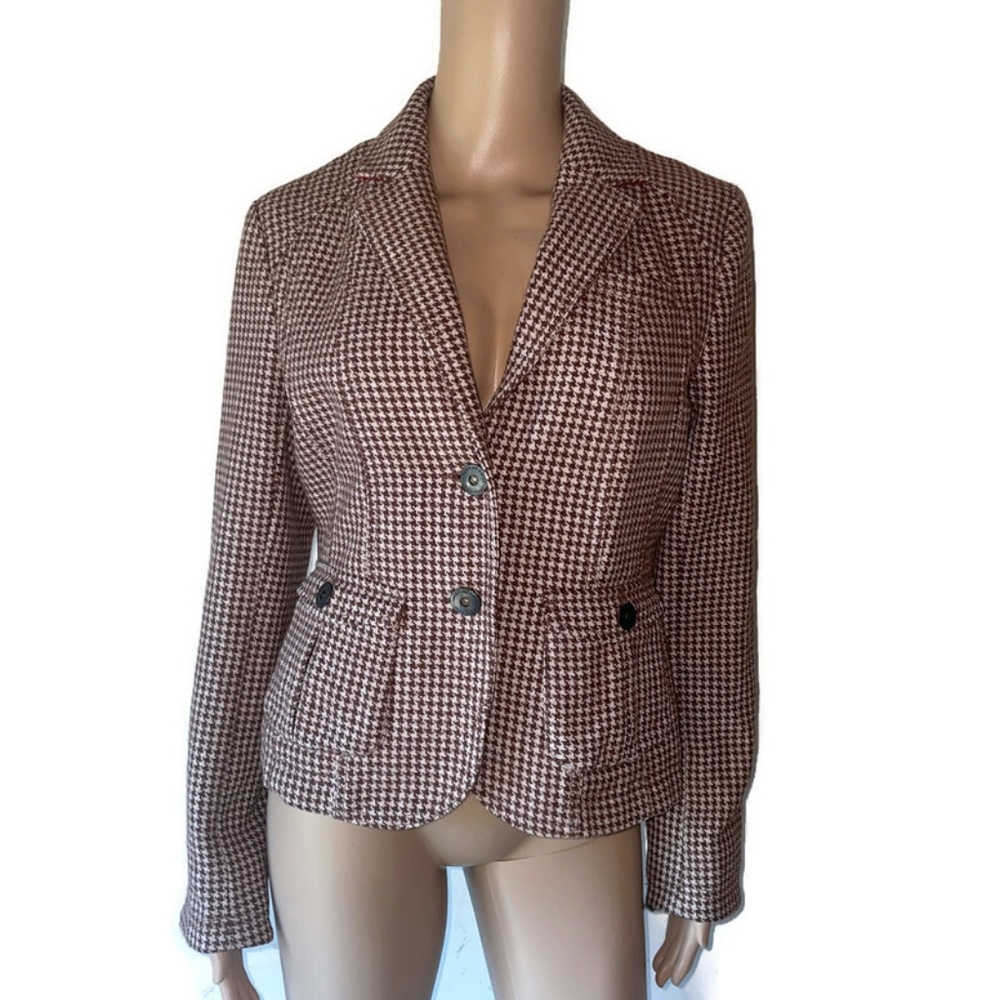AMERICAN EAGLE VINTAGE Plaid Wool  Tailored Houndstooth Blazer SZ M